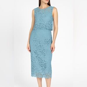 Dex Blue Sleeveless Mock Neck Sheath Cocktail Dress